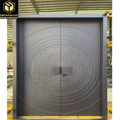 हैंडल काला लकड़ी एल्यूमीनियम उद्यान दरवाजा शोर रहित एल्यूमीनियम पिवोट प्रवेश द्वार